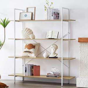 4 Tier Storage Display Shelf - Natural & White