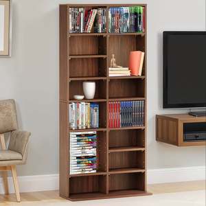 CD DVD Video Game Adjustable Rack Shelf - Walnut