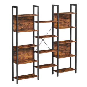Industrial 14 Shelves Large Bookshelf - Brown