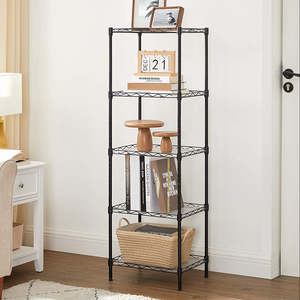 5-Tier Adjustable Wire Metal Kitchen Shelves - Black