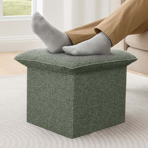 Storage Ottoman: UltraPlush Foldable Ottoman - Olive Green
