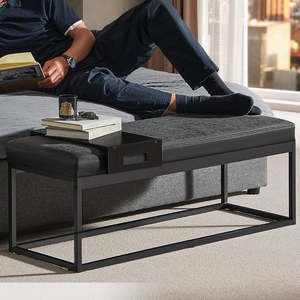 Storage Ottoman: Designer Ottoman Bench Seat - Black