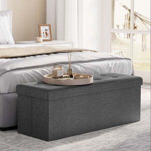 Storage Ottoman Bench Fabric Large - Grey