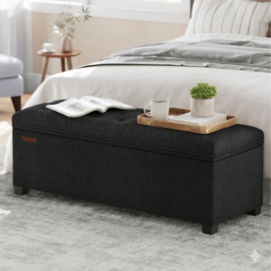 2 in 1 Storage Ottoman Bench Seat - Ink Black