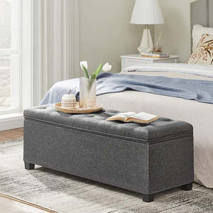 2 in 1 Storage Ottoman Bench Seat - Grey