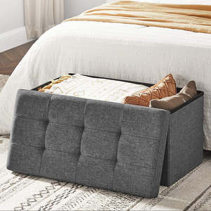 Storage Ottoman: Storage Ottoman Bench Fabric Medium - Grey