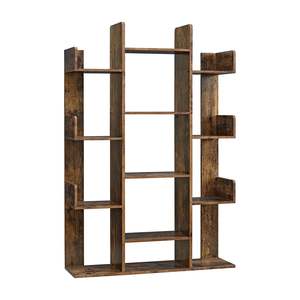Display Shelf: Tree Shaped Bookshelf With 13 Storage Shelves - Brown