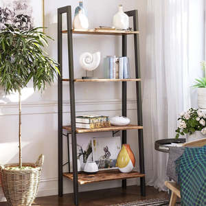 Mariah 4 Tier Ladder Bookshelf - Rustic Brown