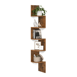 5-tier Floating Wall Book Shelf - Brown