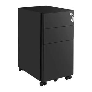 Office Cabinet with Wheels and Lock - Black