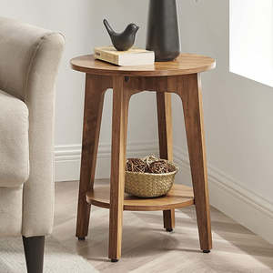 Farmhouse: Karla Side Table With Lower Shelf - Rustic Walnut