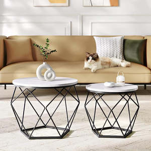 Sophia Round Coffee Table White (Set of 2)