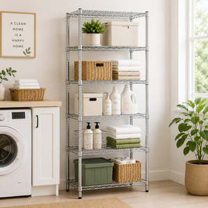 Chrome Wire Storage 6-Tier Garage Shelves 60cm x 35cm x 180cm