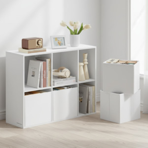 6-Cube Bookshelf with Drawers – White