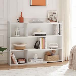 Bookcases: Nola Extendable Wooden Bookshelf - White