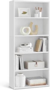 Mesa 5 Tier Bookcase With Adjustable Storage Shelves 24 x 60 x 134 cm- White