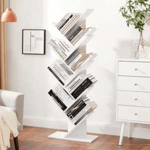 8 Tier Floor Standing Tree Bookshelf - White
