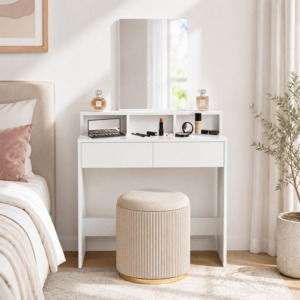 Aria Dressing Table with Mirror – White
