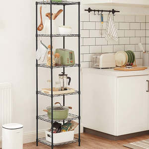 6 Tier Metal Storage Rack Shelf - Black