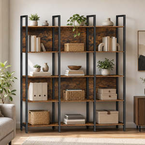 5-Tier Industrial Freestanding Bookshelf