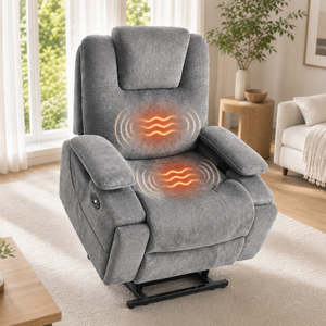 Electric Lifting 6D Headrest Extra Wide Heatable Massage Recliner Armchair- Dark Grey