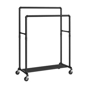 Industrial Style Adjustable Double Hanging Rail Garment Rack