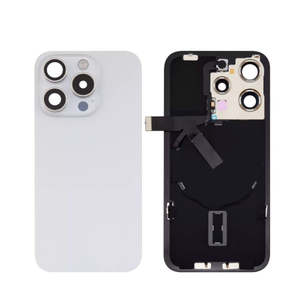Apple Parts: No Logo Back Glass With Brackets and NFC Flex For iPhone 15 Pro Max White
