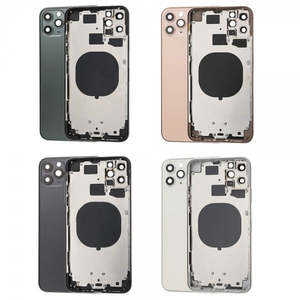 No Logo Middle Frame Back Housing With Glass For iPhone 11 Pro Max Silver