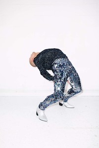 PETROL PURPLE BLUE SILVER SEQUIN PARTY PANTS