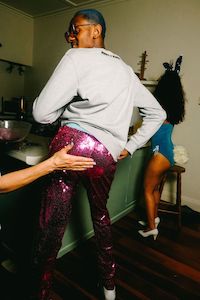 PINK SEQUIN PARTY PANTS