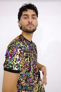 RAINBOW GOLD SEQUIN T-SHIRT