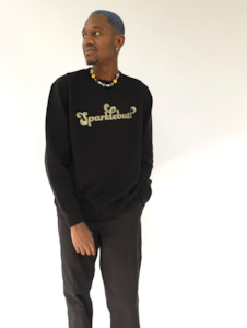 Unisex Sequin Tops: UNISEX SPARKLEBUTT JUMPER - BLACK