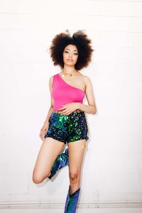 EMERALD BLUE GREEN SEQUIN SHORTS