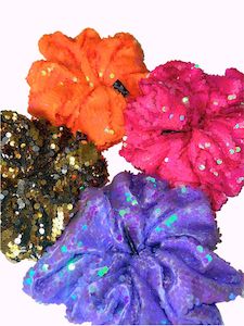 All Sequin Party Clothing: FULL OVERSIZED SEQUIN SCRUNCHIE SET