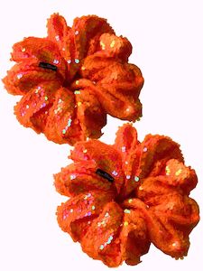 All Sequin Party Clothing: ORANGE OVERSIZED SEQUIN SCRUNCHIE SET