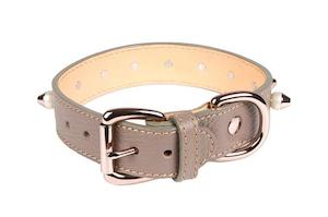 Our Best Sellers: Studded Collar in taupe leather