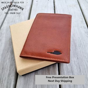 Hawk Lightweight Passport Wallet - Full Grain Whisky Calf Leather