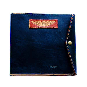 Pilot Logbook Covers: CASA (Australia) Pilot Logbook Cover - wrap closure, 2 colour outside / inside, carved wings /embossed initials