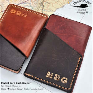 Gifts For Men: Pocket Card & Cash Keeper - Hand Finished - Embossed Initials