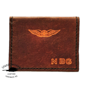 Gifts For Men: Pilot Cross Card Wallet- Initials & Wings - Hand Dyed, 7 colours