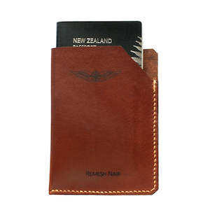 Gifts For Pilots: Slimline Passport & Card Sleeve - Whisky Aniline Leather - Laser Engraved