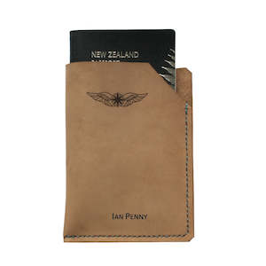 Gifts For Pilots: Slimline Passport & Card Sleeve - Nubuck Leather - Laser Engraved