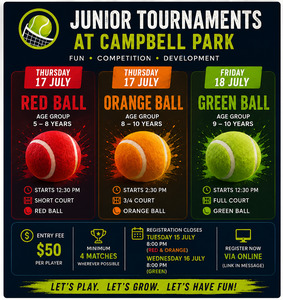 Products: Red, Orange and Green Ball Open Tournament July 17-18