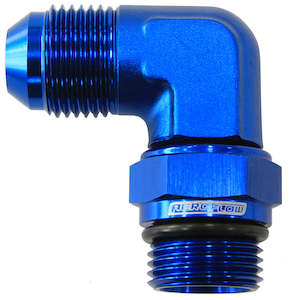 Gaskets: MALE -12 ORB 90 TO -12AN MALE BLUE FULL SWIVEL