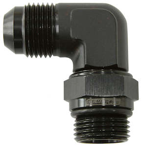 Wastegates: MALE -6 ORB 90 TO -6AN MALE   BLACK FULL SWIVEL