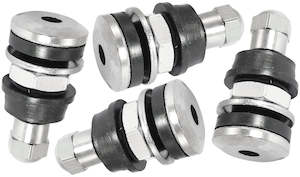 BOLT IN WHEEL VALVE STEMS  4 PACK CHROME 7/16" 5/8" HOLES