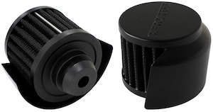 Breathers: 1-1/4" PUSH IN BREATHER WITH SHIELD 3"O.D 2-1/2"H BLACK TOP