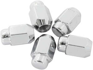 Wheel Parts And Accessories: ACORN MID CLOSED NUTS 7/16 CHROME 7/16-20" WHEEL (5)