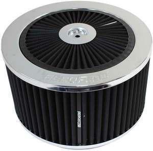 Air Filters: 9" X 5" FULL FLOW AIR CLEANERASSEMBLY 5-1/8" CHROME COTTON