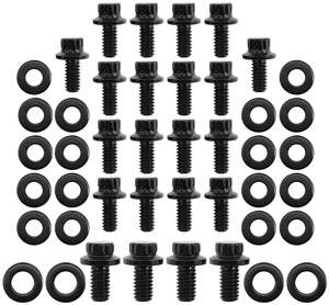 Sumps: SMALL BLOCK FORD OIL PAN BOLT KIT 12 POINT BLACK CLEVELAND 351 Aeroflow - AF 37-2360